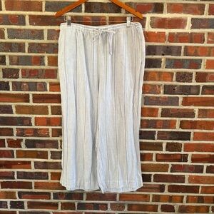 Marine‎ Layer Pull On Blue & White Striped Wide Leg Pants Size XL